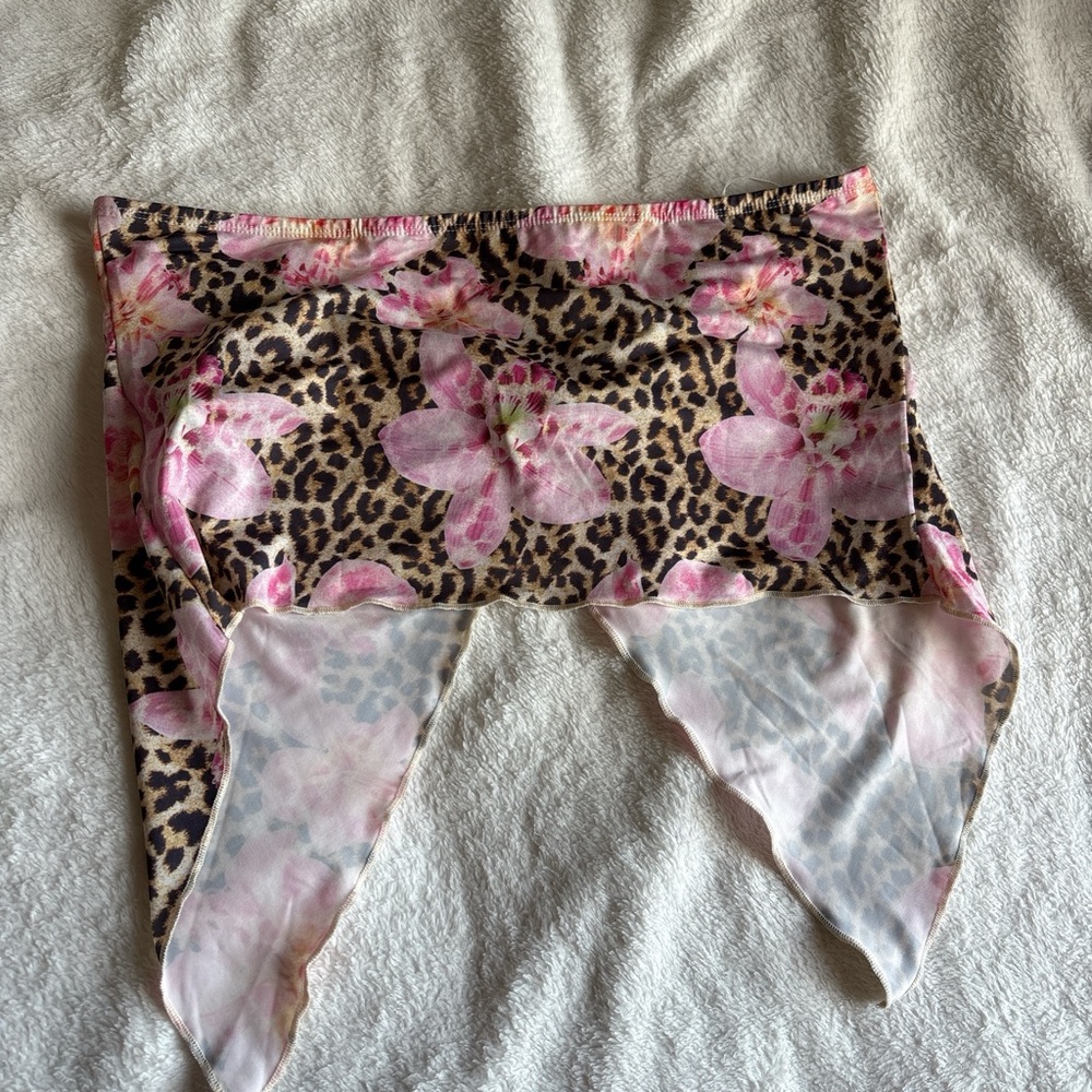 SHEIN Pink Floral and Leopard Kids Skirt